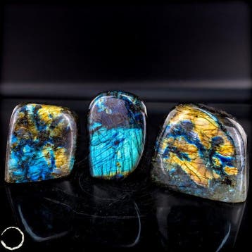 Natuurlijke labradorietset – Magisch kleurenspel in drie