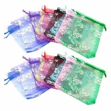 Organza Zakjes - 7x9 cm - Kleurenmix met Zilverkleurige, Diversen, Verzenden, Nieuw