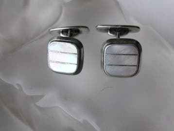 Argent, Nacre - Boutons de manchette - Art déco