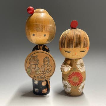 Ensemble de 5 poupées kokeshi dartisanat folklorique - Bois