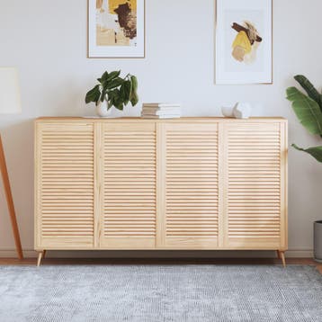 vidaXL Kastdeuren met lamellen 4 st 99,3x49,4 cm massief, Verzenden