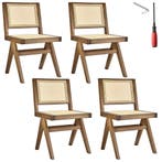 tectake Houten stoel Lizzy met Weens vlechtwerk in boho-stij, Verzenden, Nieuw