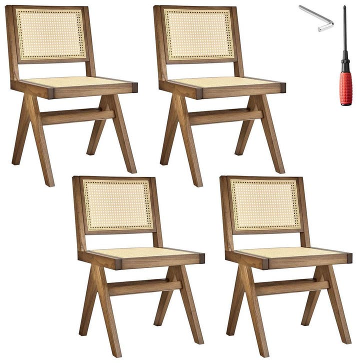 tectake Houten stoel Lizzy met Weens vlechtwerk in boho-stij, Maison & Meubles, Chaises, Envoi