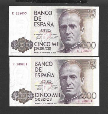 Spanje. - 4 x 5000 Pesetas 1976-1979 - Pick 155, 160 -
