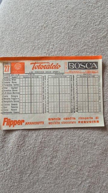 1960 - Kaartjes van de Totocalcio uit de vroege jaren, Nieuw