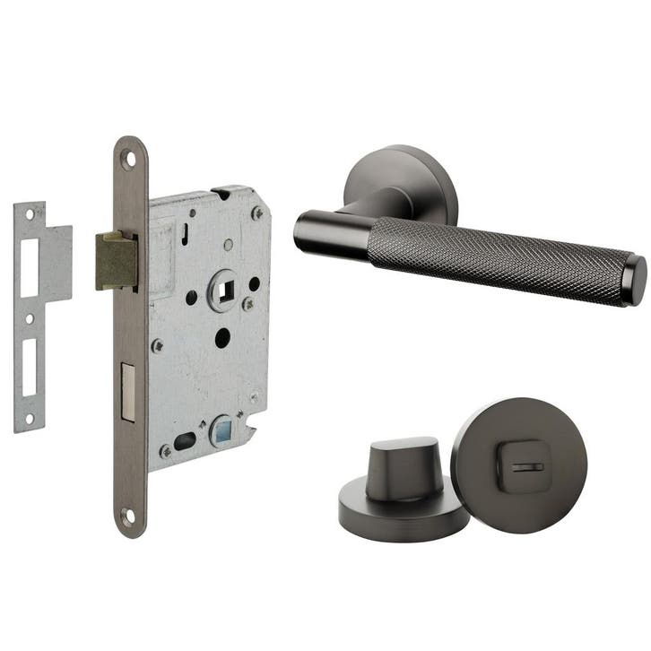 Deurbeslag set met WC-slot en deurklink Luxor antraciet g..., Doe-het-zelf en Bouw, Hang- en Sluitwerk, Klink of Kruk, Nieuw, Ophalen of Verzenden