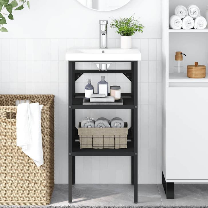 vidaXL Wastafelframe 40x38x83 cm ijzer zwart, Huis en Inrichting, Tafels | Kaptafels, Nieuw, Verzenden