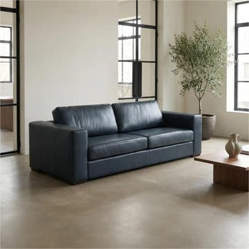 Leren bank Flow - 3,5 zits - Granada Blue (blauw) - Poten, Ophalen of Verzenden