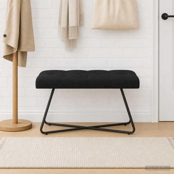 vidaXL Bank met knopen tufting Zwart 80 x 40 x 46 cm Stof, Verzenden