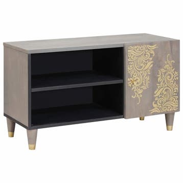 vidaXL TV Kast Grijs 80 x 33 x 46 cm Massief Mango Hout, Huis en Inrichting, Woonaccessoires | Cd- en Dvd-rekken, Verzenden, Nieuw