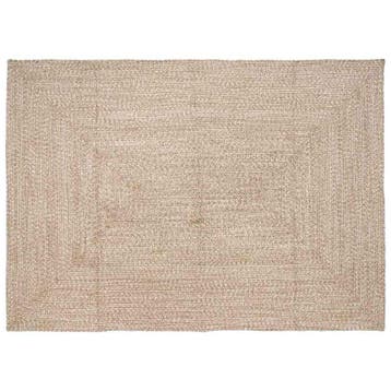 vidaXL Gebied Tapijt Natuurlijk en Wit 240 x 340 cm Jute, Huis en Inrichting, Stoffering | Tapijten en Vloerkleden, Verzenden