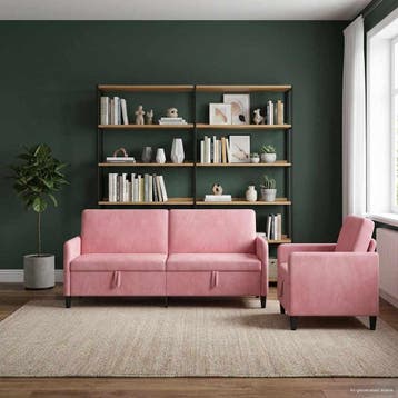 vidaXL Sofa Set Met Opslag 2 st Roze Polyester, Huis en Inrichting, Verzenden, Nieuw