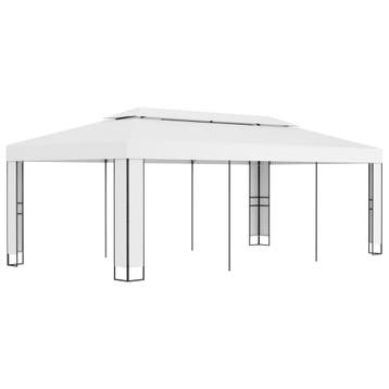 vidaXL Prieel met dubbel dak 3x6 m wit, Verzenden