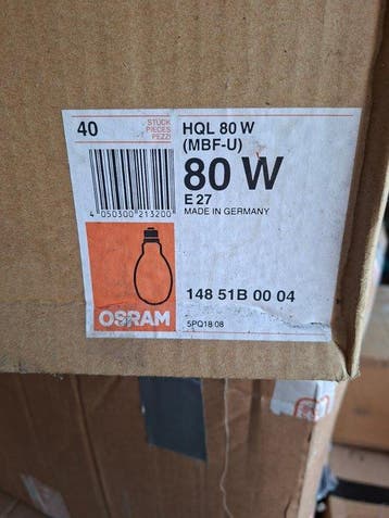 OSRAM - Staande lamp - HQL 80W - Glas - Set van 9 kartons, Antiek en Kunst