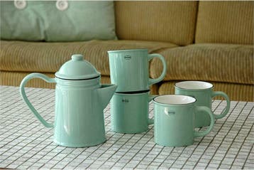 Korting Emaille look servies Cabanaz-beker,borden, kommen, Huis en Inrichting, Verzenden, Keramiek, Nieuw, Overige stijlen