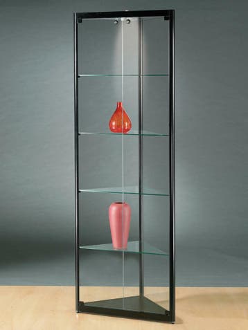 *TIP*  Luxe vitrinekast hoek zwart 50 cm met halogeen verli, Ophalen of Verzenden