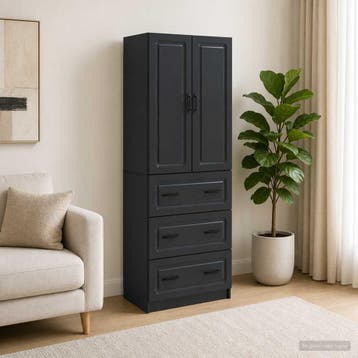 vidaXL Kast Set 2 st 66 x 34,5 x 87 cm Bewerkt hout Zwart, Huis en Inrichting, Kasten | Overige, Verzenden, Nieuw