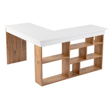 Evila Bureau - Wit/Houtkleurig - Nieuw/Ongebruikt - Melamine, Verzenden, Nieuw