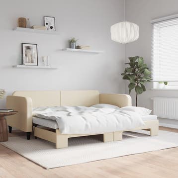 vidaXL Slaapbank met onderschuifbed 90x200 cm stof, Verzenden