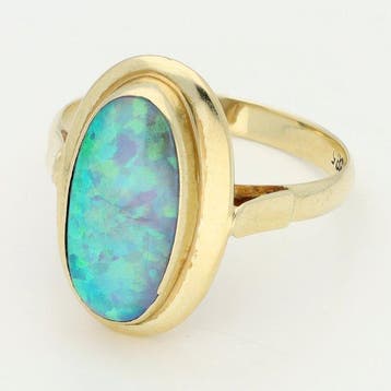 Ring - 14 karaat Geel goud - Opaal, Nieuw