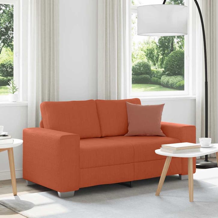 vidaXL Loveseat Sofa Rood Oranje 160x77x82 cm Corduroy Stof, Huis en Inrichting, Zetels | Zetels, Nieuw, Verzenden