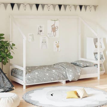 vidaXL Kinderbedframe 80x200 cm massief grenenhout wit, Verzenden, Nieuw