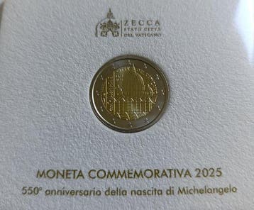 Vaticaan. 2 Euro 2025 Michelangelo (Zonder minimumprijs)
