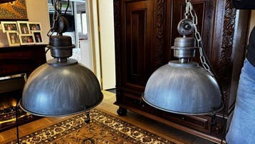 Plafondlamp (2) - Metaal, Glas - Hanglamp Industrieel
