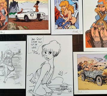 Walthery - 1 Original drawing - Natasja - plus 5 ex libris -, Nieuw
