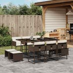 vidaXL 11-delige Tuinset met kussens poly rattan bruin, Verzenden, Nieuw, Tuinset