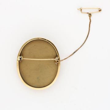 Broche - 14 carats Or jaune - Lava camée