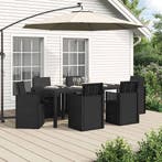vidaXL Tuin Eettafel Set met kussen 7 pcs Antracietkleurig, Verzenden, Nieuw