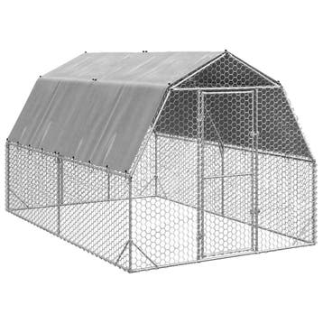 vidaXL Kippenren met dak 2,5x4x2,25 m gegalvaniseerd staal, Verzenden, Nieuw