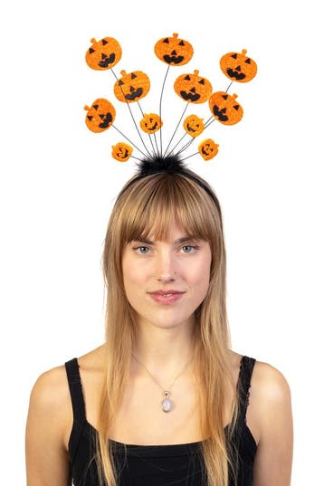Haarband Beertje Pompoen Oranje Zwart Dons Diadeem Halloween, Ophalen of Verzenden