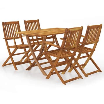 vidaXL 5-delige Tuinset inklapbaar massief acaciahout, Tuin en Terras, Verzenden, Nieuw, Tuinset