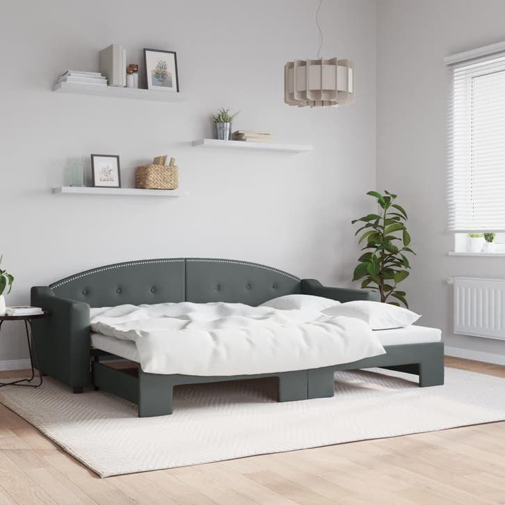 vidaXL Slaapbank met onderschuifbed 80x200 cm stof, Huis en Inrichting, Slaapkamer | Bedden, Nieuw, Verzenden