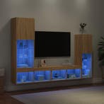 vidaXL 4-delige Tv-wandmeubelset met LED bewerkt hout sonoma, Verzenden, Nieuw