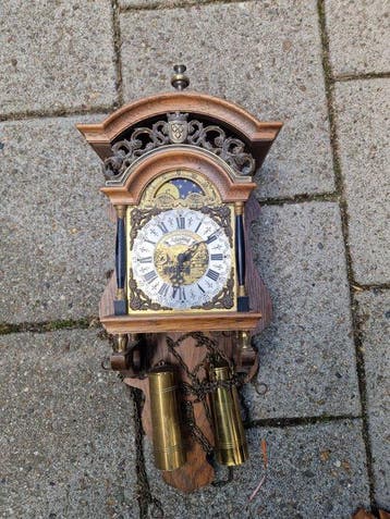 Wandklok - Antiek Brons, Glas, Messing, Hout - 1950-1960 -