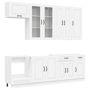 vidaXL Keukenblok KALMAR 8 st Wit Bewerkt hout, Verzenden, Nieuw