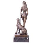 Figuur - Erotische Bronzefigur Cleopatra mit Panther 27 CM -