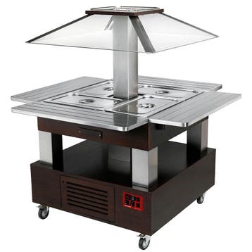 Gekoeld Buffet | GOURMET LINE | Hout/RVS | 4x 1/1 GN |, Verzenden