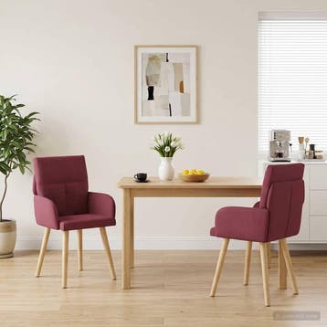 vidaXL Eetstoelen 2 st Stof Wijnrood 60 x 56 x 85 cm, Verzenden, Nieuw