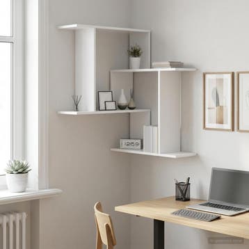 vidaXL Wandplank Wit 67 x 67 x 87 cm Bewerkt hout, Verzenden