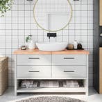 vidaXL Wastafelblad 140x60x(2-6) cm behandeld massief hout, Huis en Inrichting, Keuken | Keukenelementen, Verzenden, Nieuw