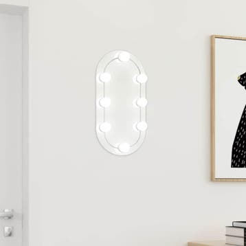 vidaXL Spiegel met LED-verlichting 40x20 cm glas ovaal, Maison & Meubles, Verzenden