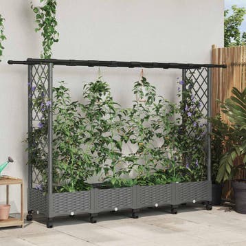 vidaXL Verhoogd Bed met Trellis en Dak Lichtgrijs 203 x 40 x, Verzenden