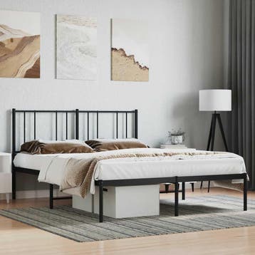 vidaXL Bedframe met hoofdbord metaal zwart 160x200 cm, Verzenden, Nieuw