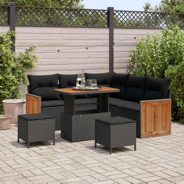 vidaXL Tuinbank Set 8 st 8-Aantal zitplaatsen Zwart, Verzenden, Nieuw