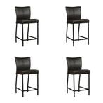 Set van 4 Leren barkrukken Revolt laag - Granada Graphite, Nieuw, Leer, Ophalen of Verzenden, 90 cm of meer