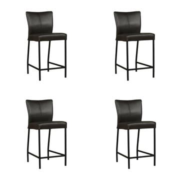 Set van 4 Leren barkrukken Revolt laag - Granada Graphite, Nieuw, Leer, Ophalen of Verzenden, 90 cm of meer